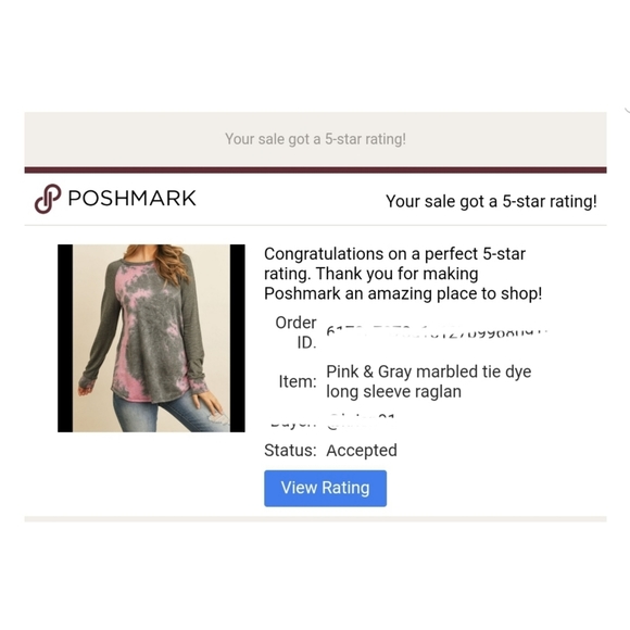 5 ⭐ rated Pink & Gray marbled tie dye long sleeve raglan baseball tunic - Picture 8 of 8